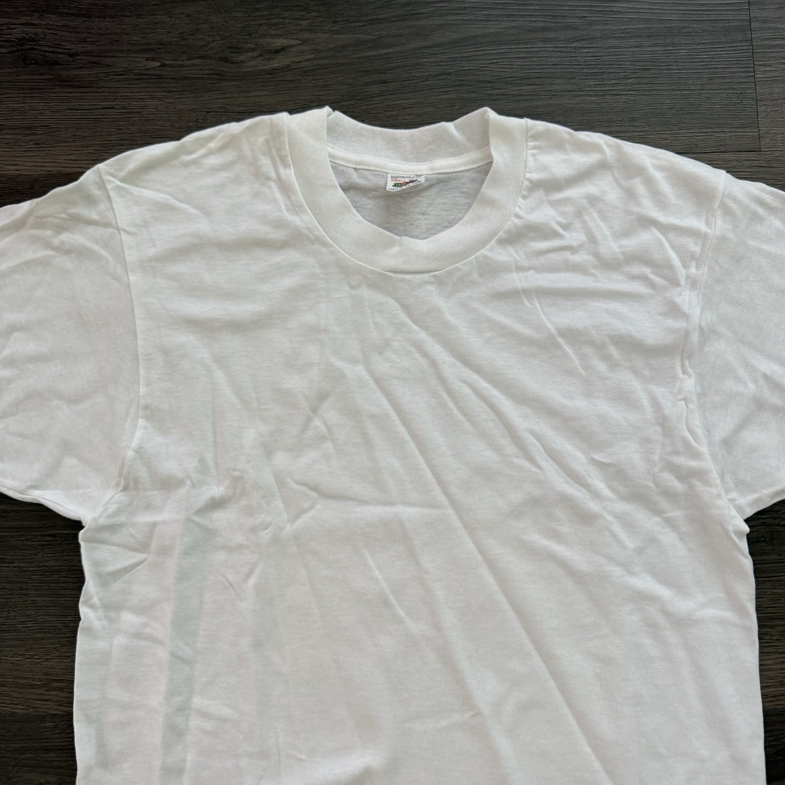VTG 80s Fruit of the Loom THIN T-Shirt White S 34-36 Blank USA NOS gallery