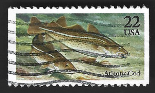 Scott# 2206 22c Atlantic Cod Fish with a Wavy Machine Cancel – (A-3)