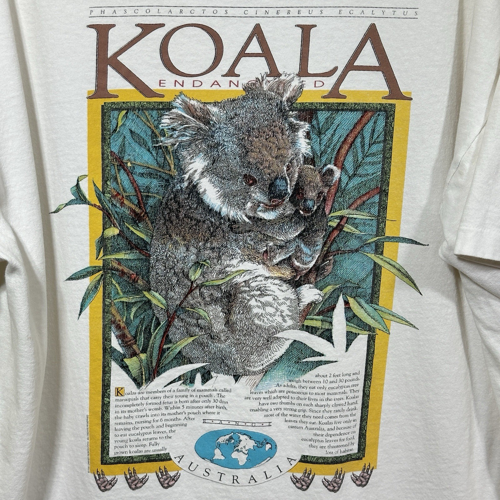Vintage Endangered Koala Single Stitch T-Shirt Earth Home 90's Tee Australia XL gallery