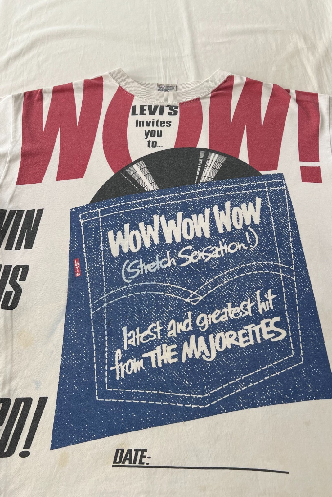 Vintage 90s Levis Levi's Stretch Sensation AOP Promo White T-shirt Sz L gallery