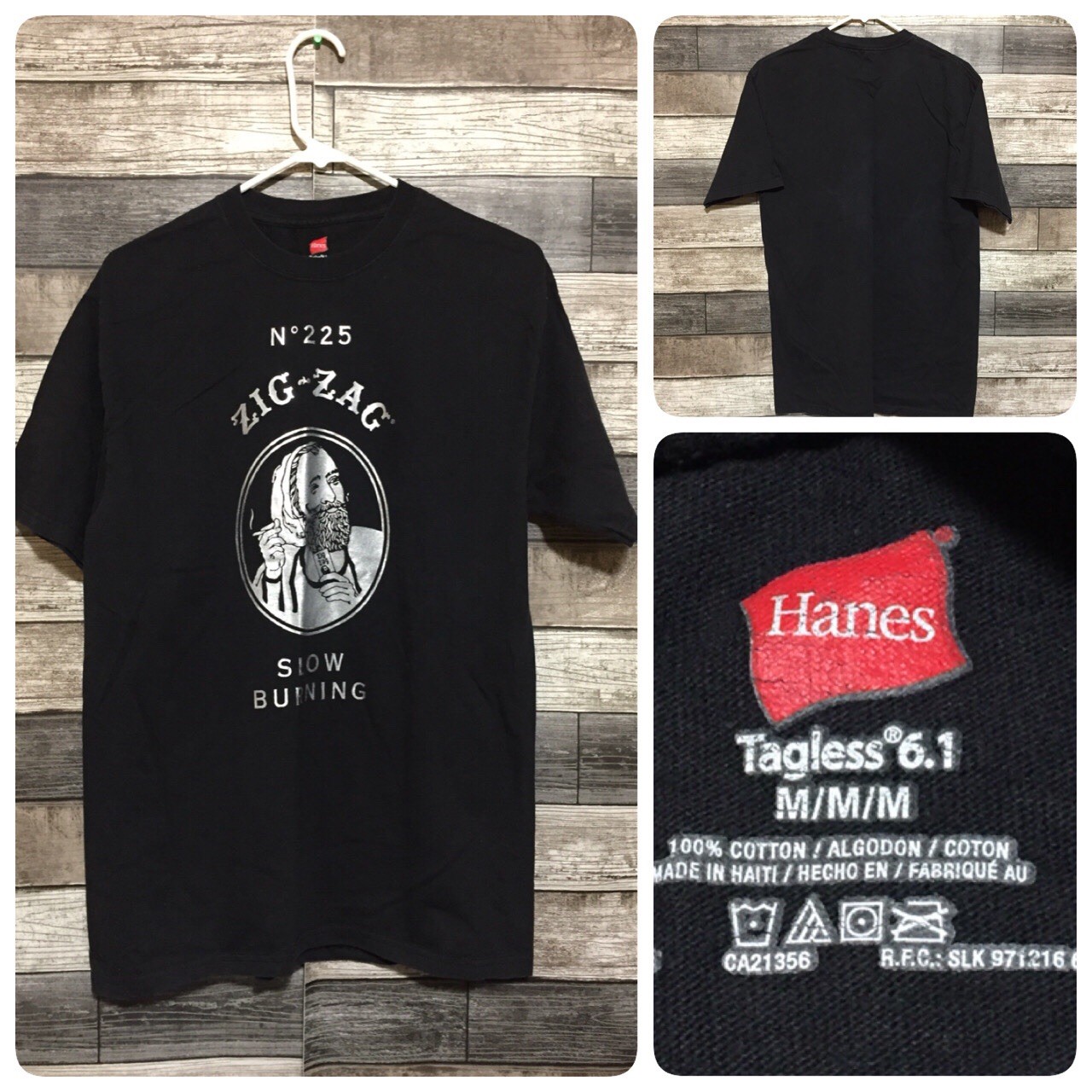 Hanes Zig Zag Rolling Papers T Shirt Men’s M Black Shiny Silver Short Sleeve gallery
