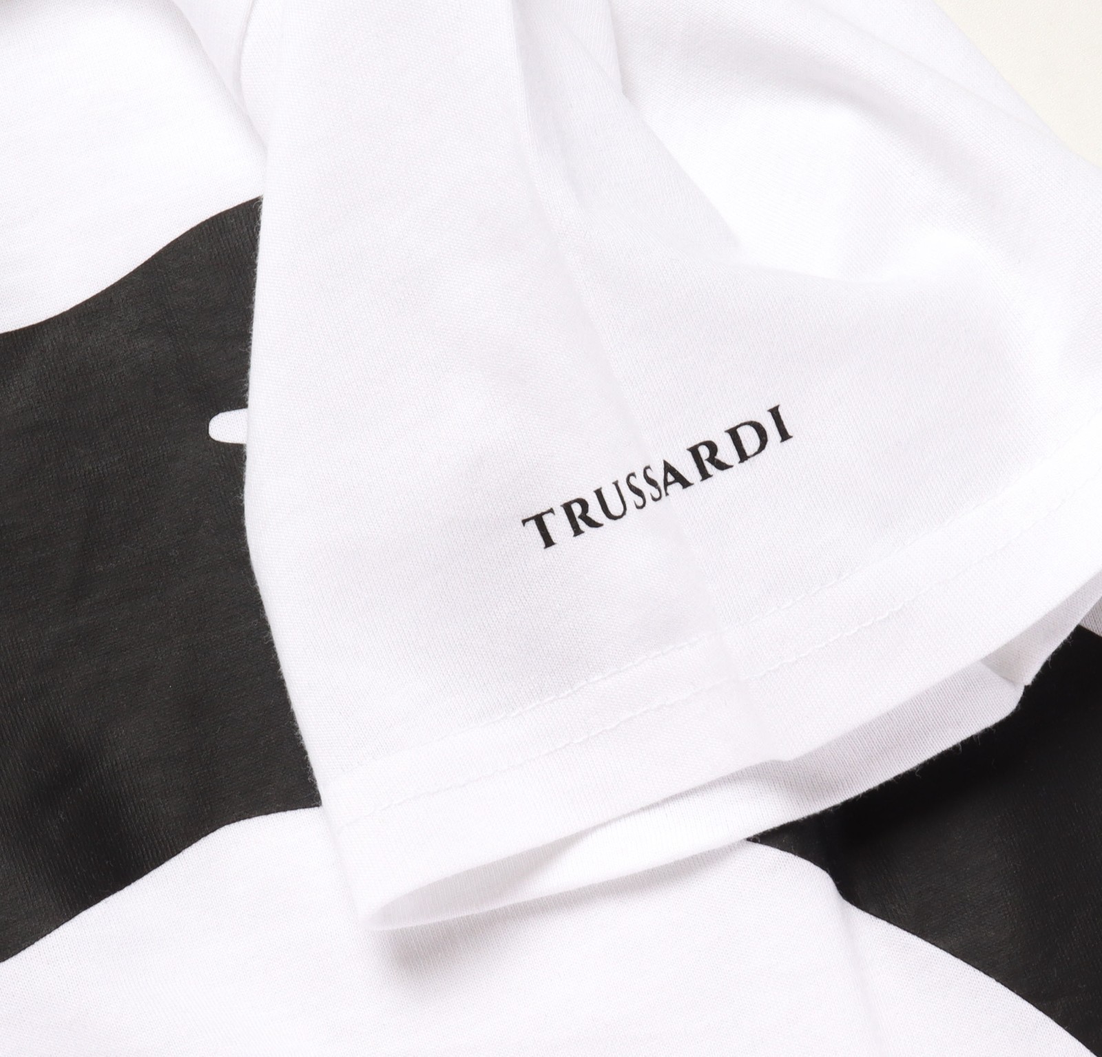NWT TRUSSARDI Milano T-SHIRT crewneck cotton white black luxury Italy L gallery