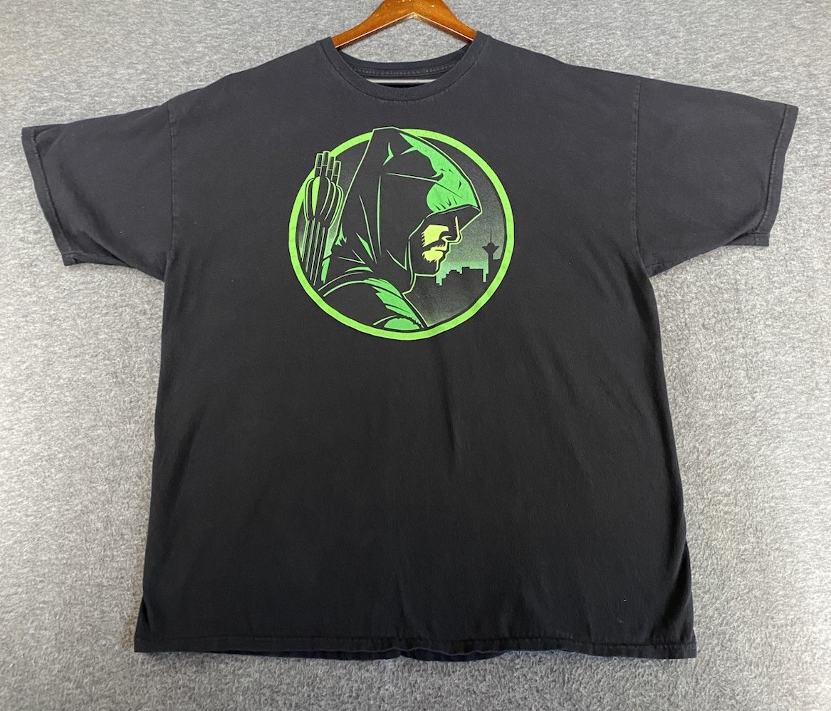 Green Arrow DC Mens XXL Black Green Short Sleeve Graphic T-shirt See Pics gallery
