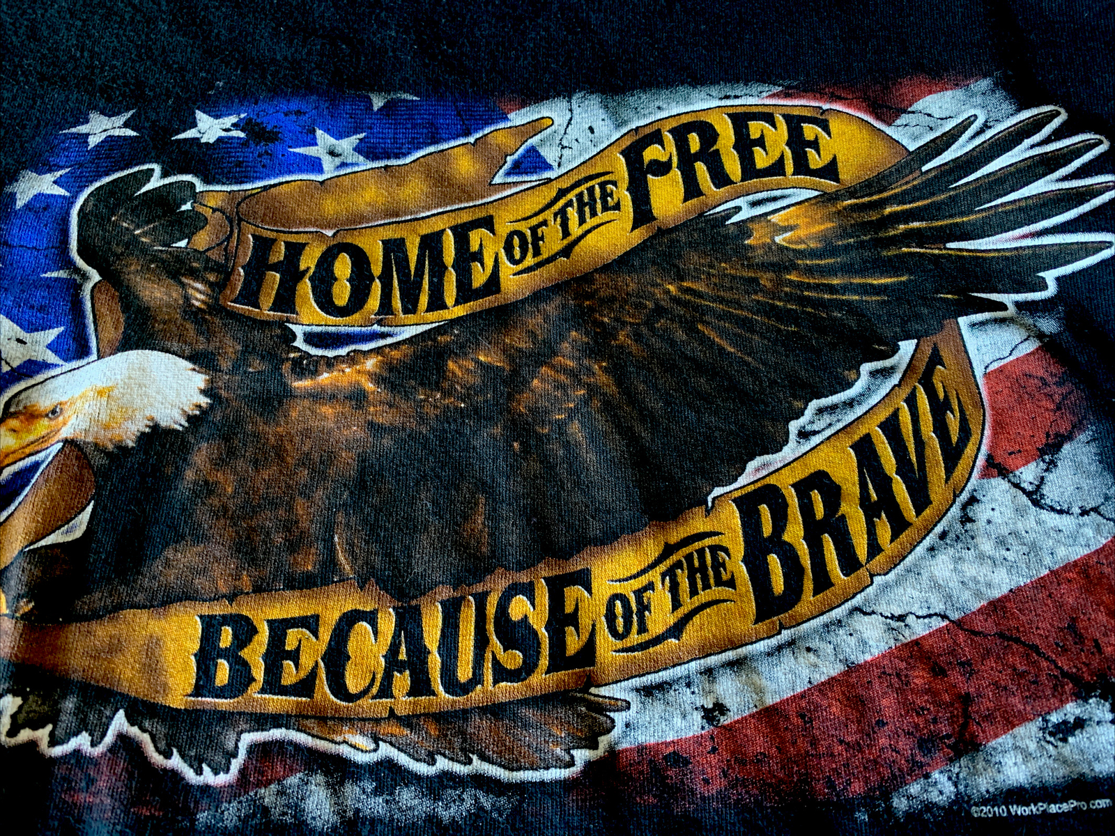 LAND OF THE FREE HOME OF THE BRAVE 4th July Black TShirt Men’s XL Patriot Flag gallery