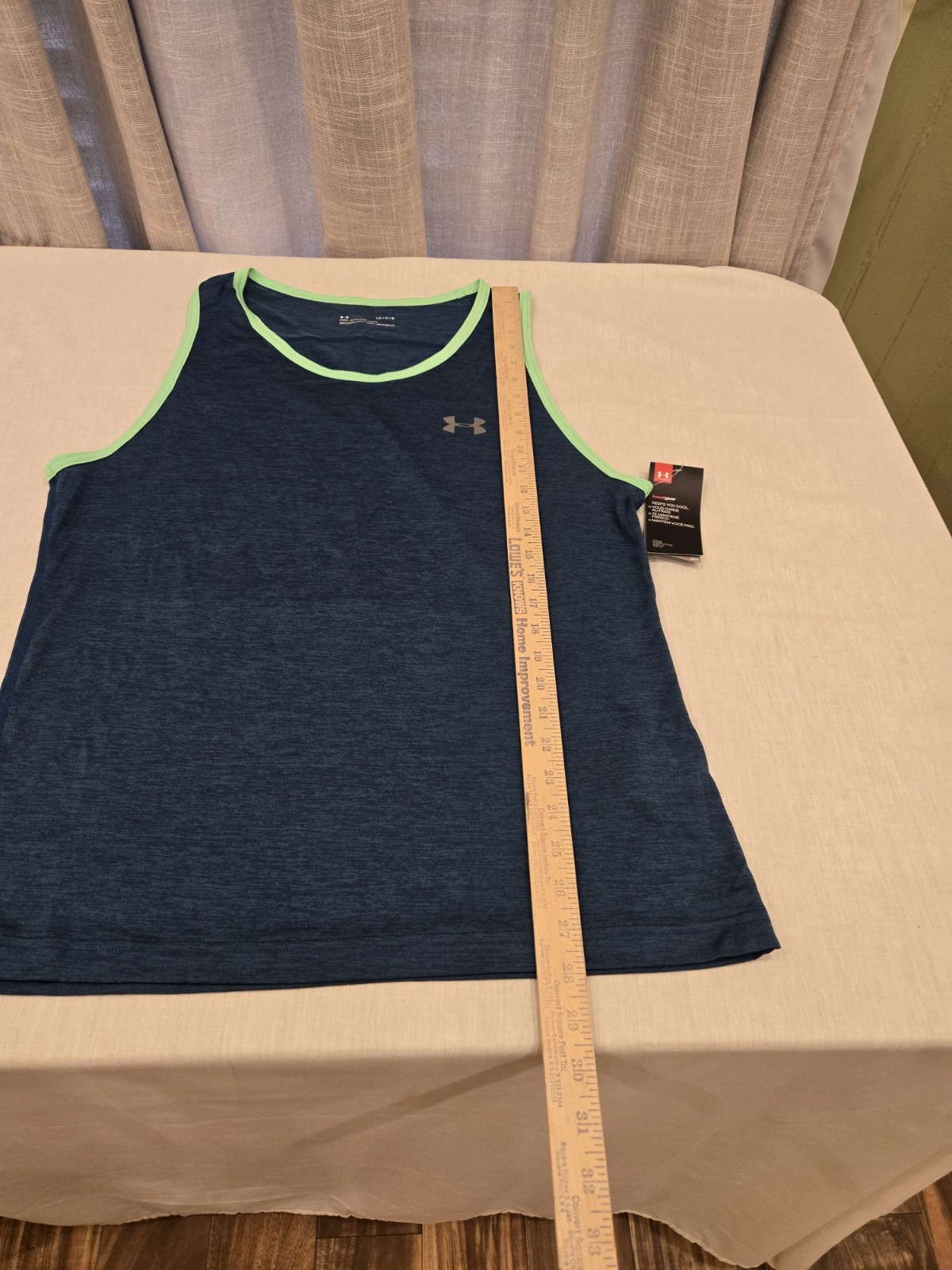 Sz L Under Armour Tech Tank HeatGear Dark Teal/Green Sleeveless Workout Shirt gallery