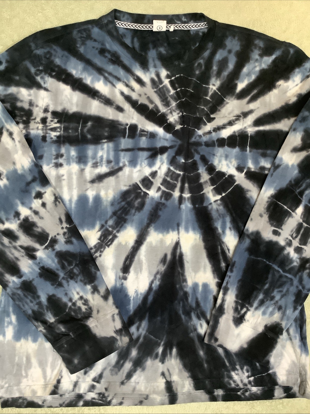 Reverse Threads Mens Tie Dye Blue White Long Sleeve Cadual Pull On Shirt L gallery