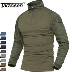 Men’s Army Military Shirts Tactical Combat 1/4 Zip Pullover Ripstop Work T-Shirt