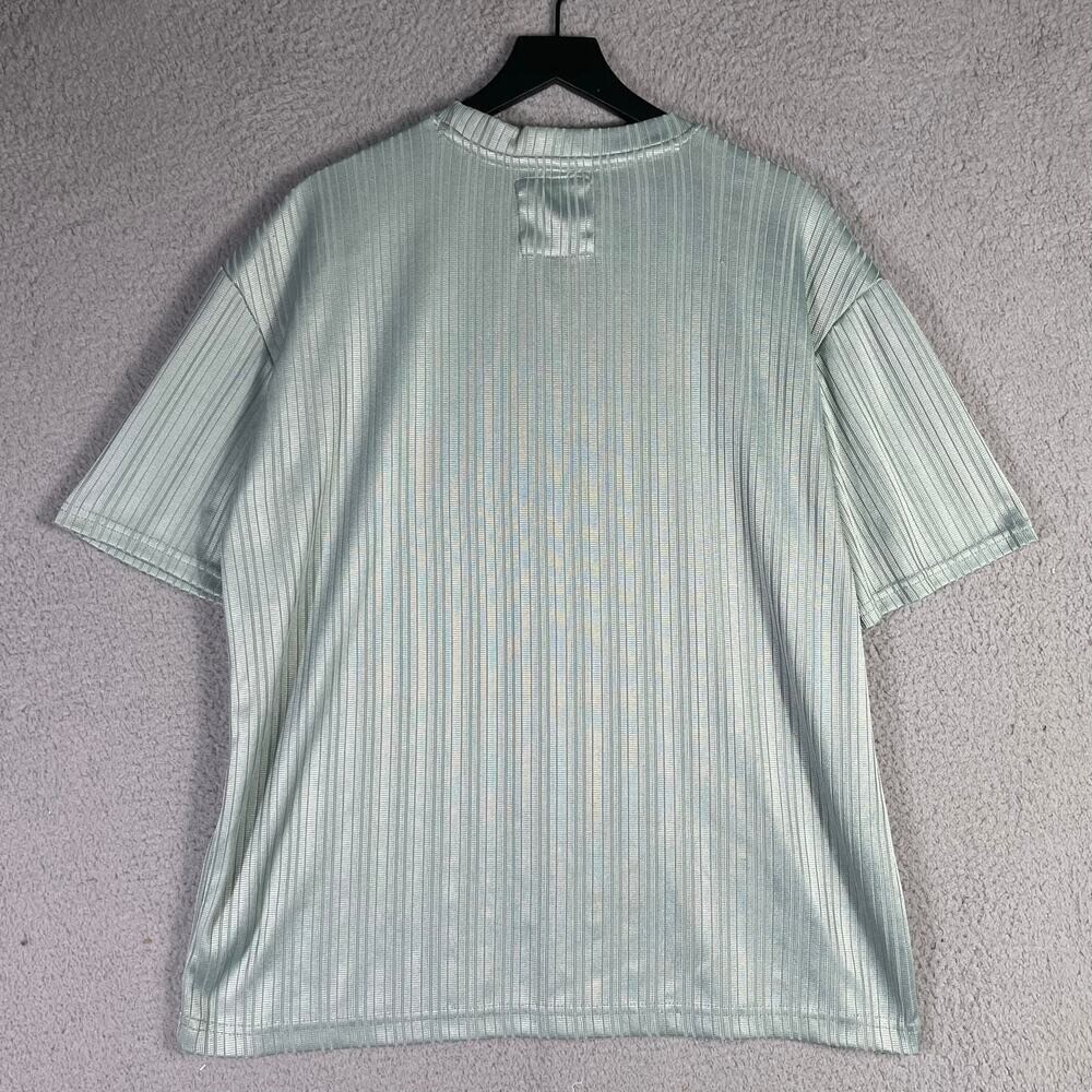 Men's Mint Green Textured Short Sleeve Button Up Shirt Large NYC Casual Summer gallery