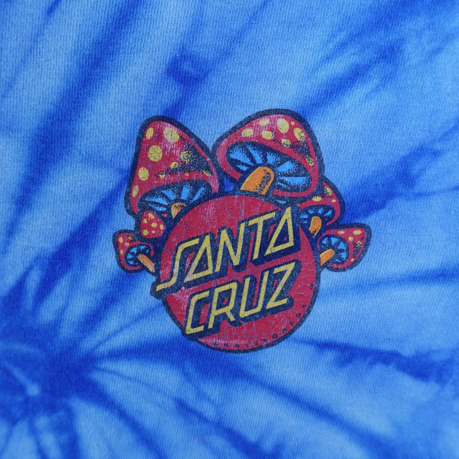 Santa Cruz Skateboards Shirt Men's L Blue Tie Dye Magic Mushrooms Graphic Tee gallery