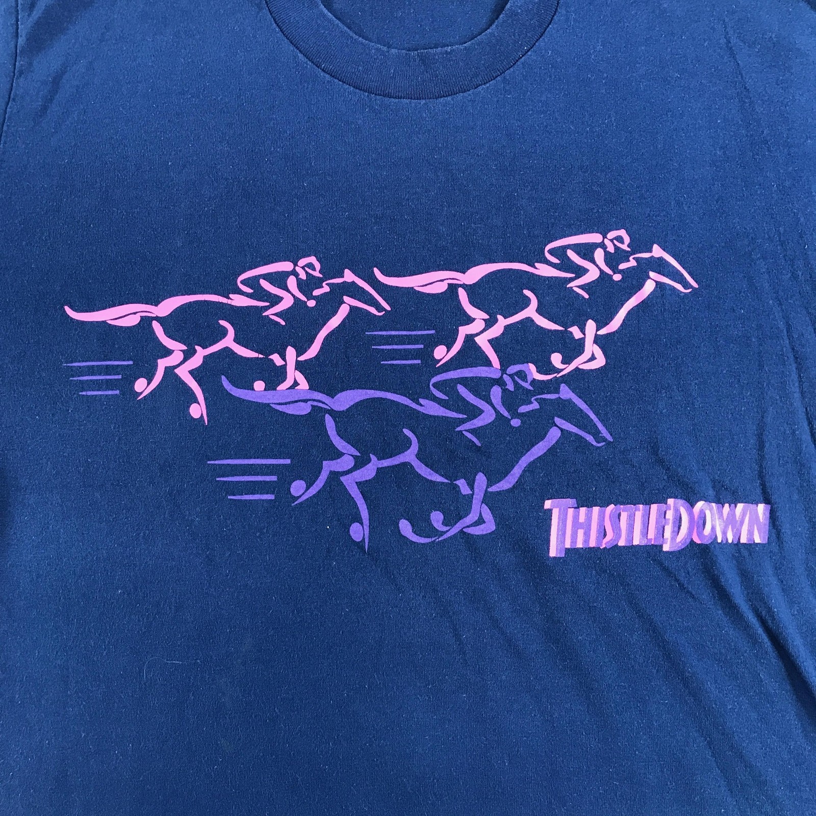 Vintage Thistledown Horse Racing Track T Shirt Mens Large Blue Purple Graphic gallery
