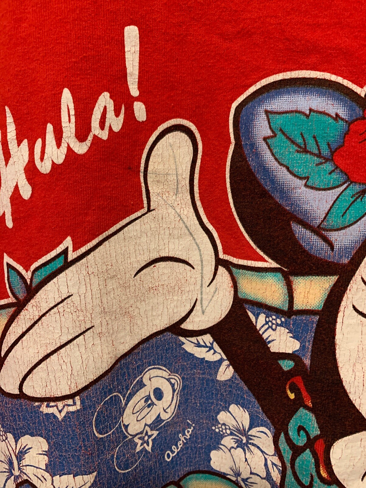Vintage Hawaiin Mickey Mouse T Shirt One Size Fits All Made In The USA Single gallery