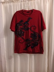 Men Large Red Sean John Sequined Y2K Panther Tee Art To Wear Dopamine Streetwear