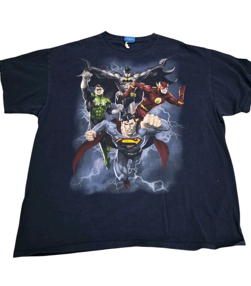 Vintage Y2k DC Comics Justice League Squad Graphic T-Shirt 2XL Batman Superman