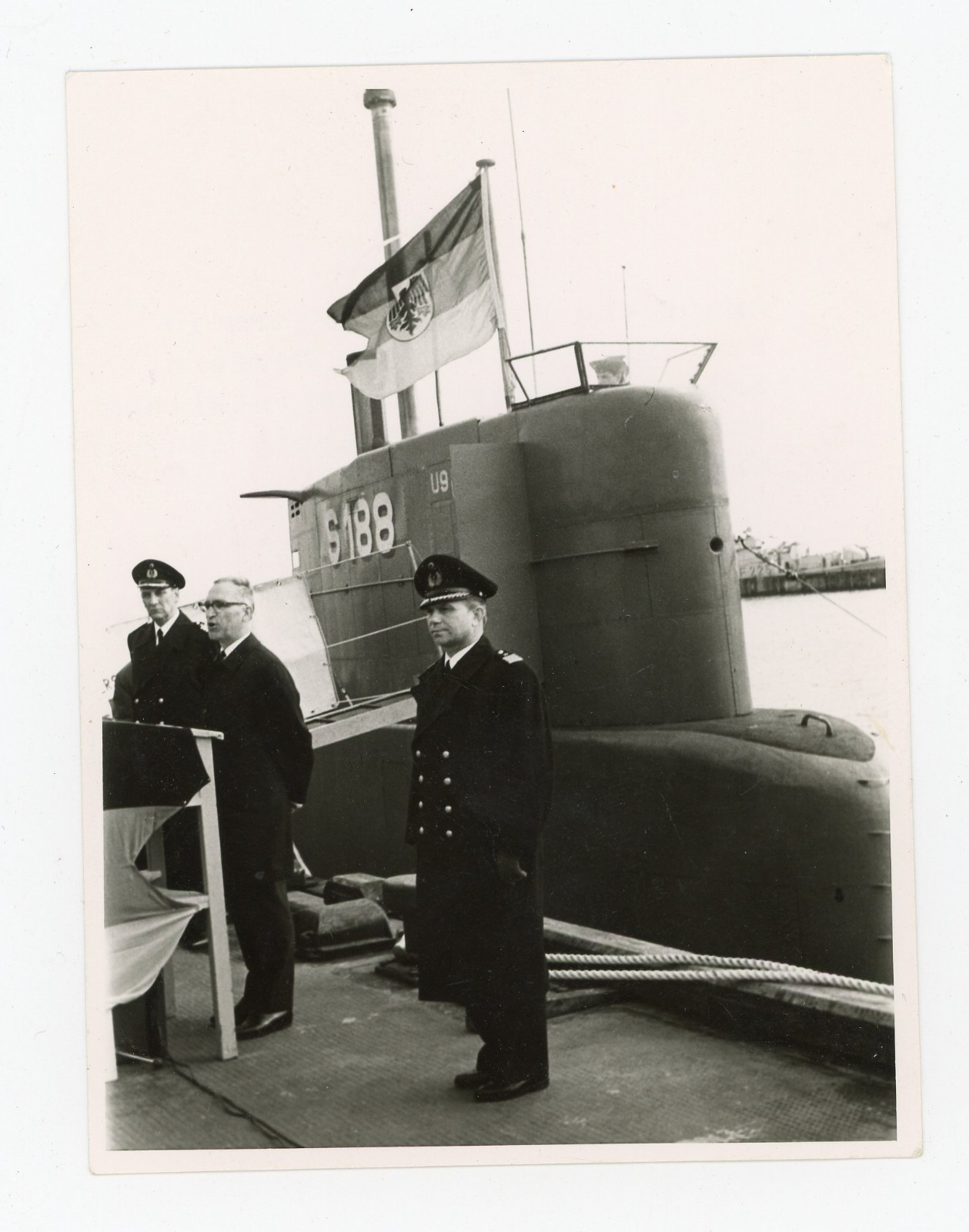 “U-9 Commissioning Ceremony with Dr. Schober” Vintage Cold War Era Photograph