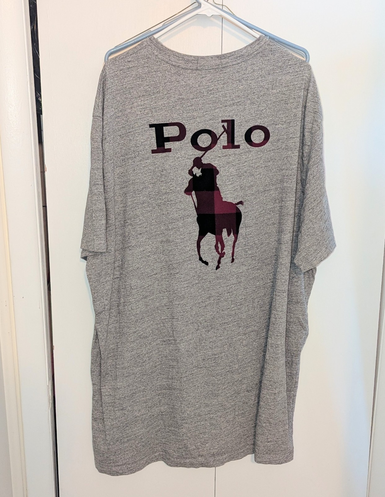 Polo Ralph Lauren Big Pony T Shirt Mens Size 3XLT Tall Gray Buffalo Plaid Logo