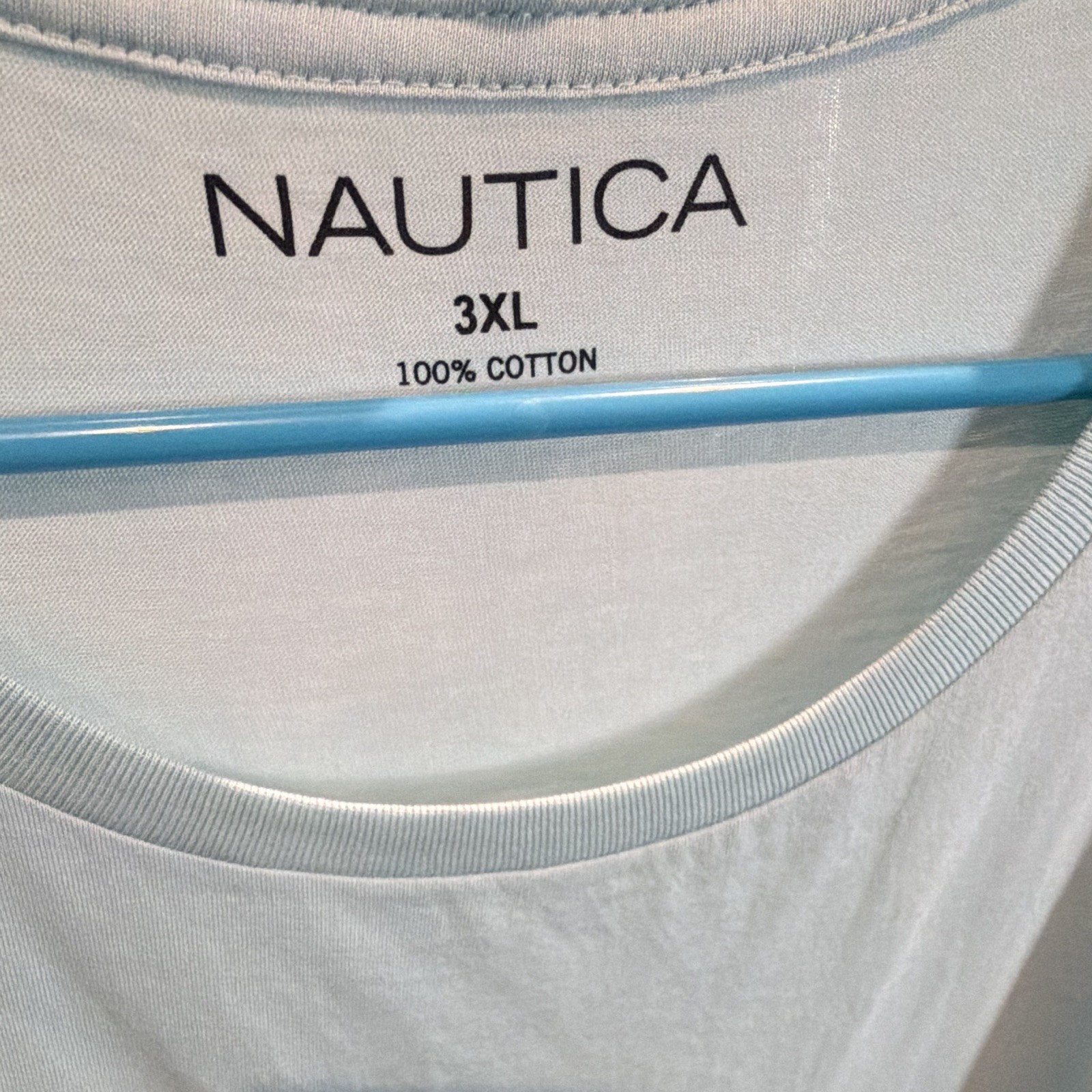 Nautica Light Blue Crew Neck Short Sleeve Logo Jersey Cotton T-Shirt Men's 3XL gallery