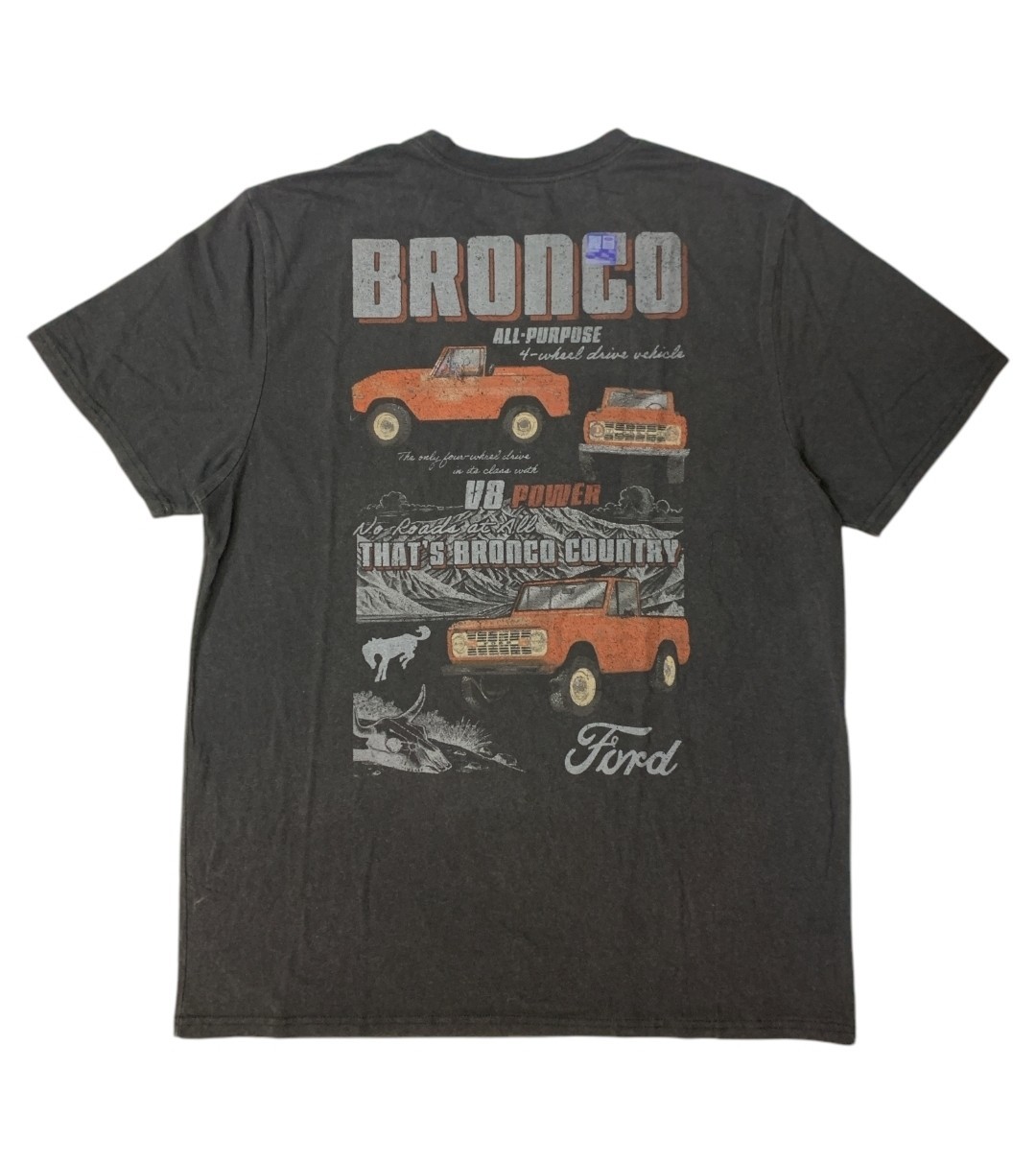 Licensed Men's Moto Relaxed Fit Short Sleeve Graphic Tee Large Black Bronco gallery