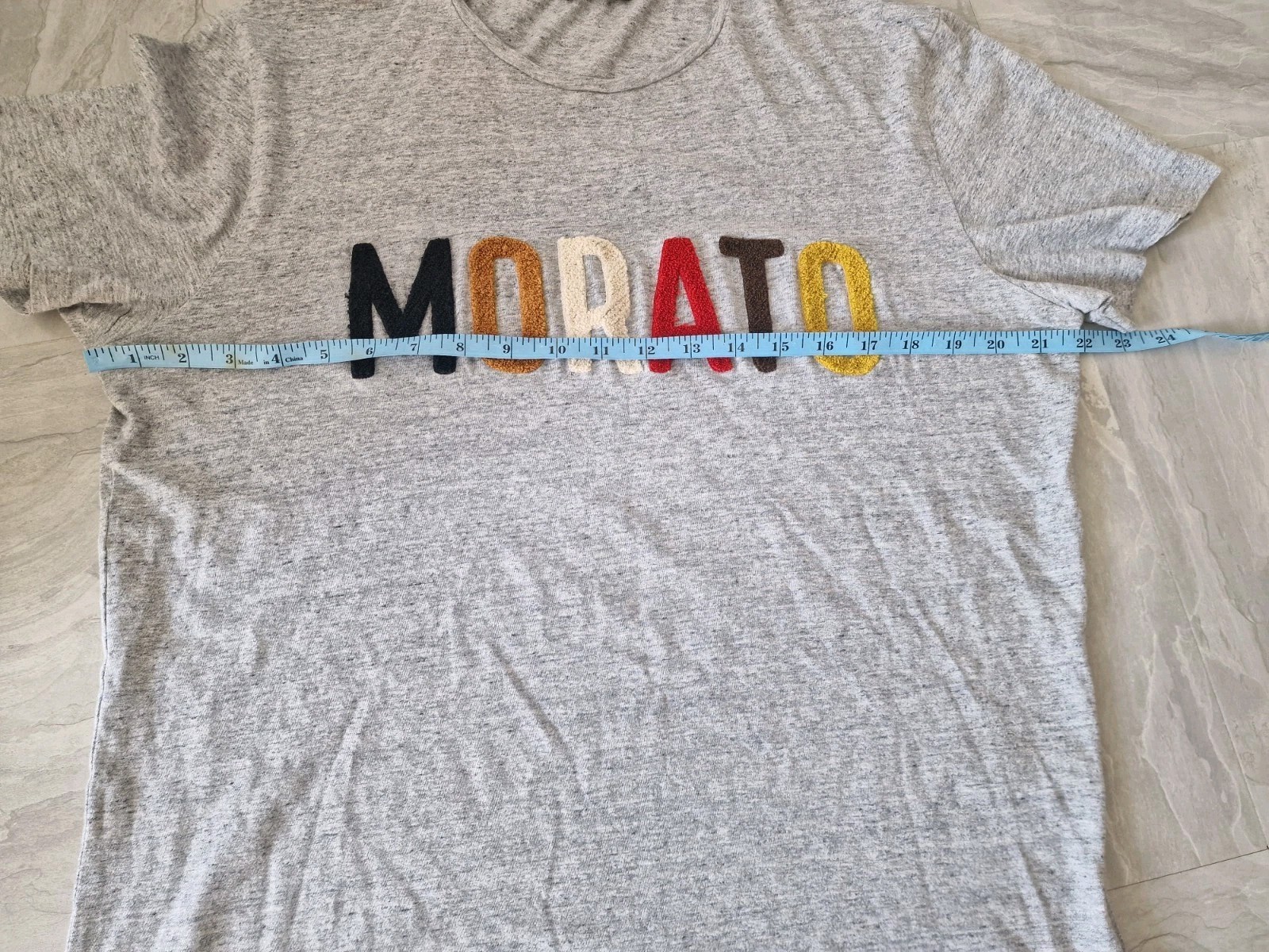 Antony Morato Men's Grey Marl T-Shirt XL Multicoloured Chenille Embroidered gallery