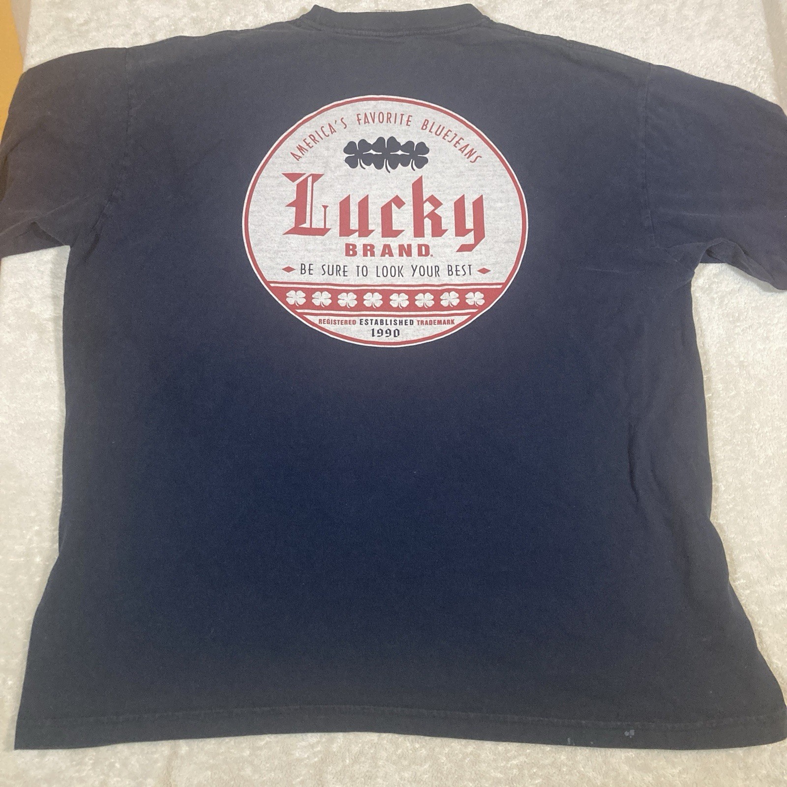 Lucky Brand Shirt Mens One Size Him 2XL Black Logo Graphic Look Your Best *Spots gallery