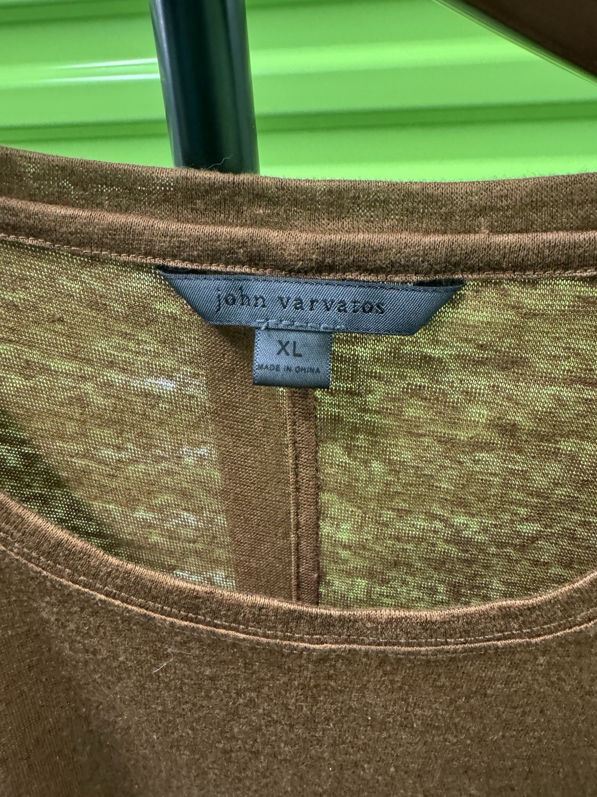 John Varvatos Men’s XL Solid Brown Linen Knit Crew Neck Short Sleeve T-Shirt gallery