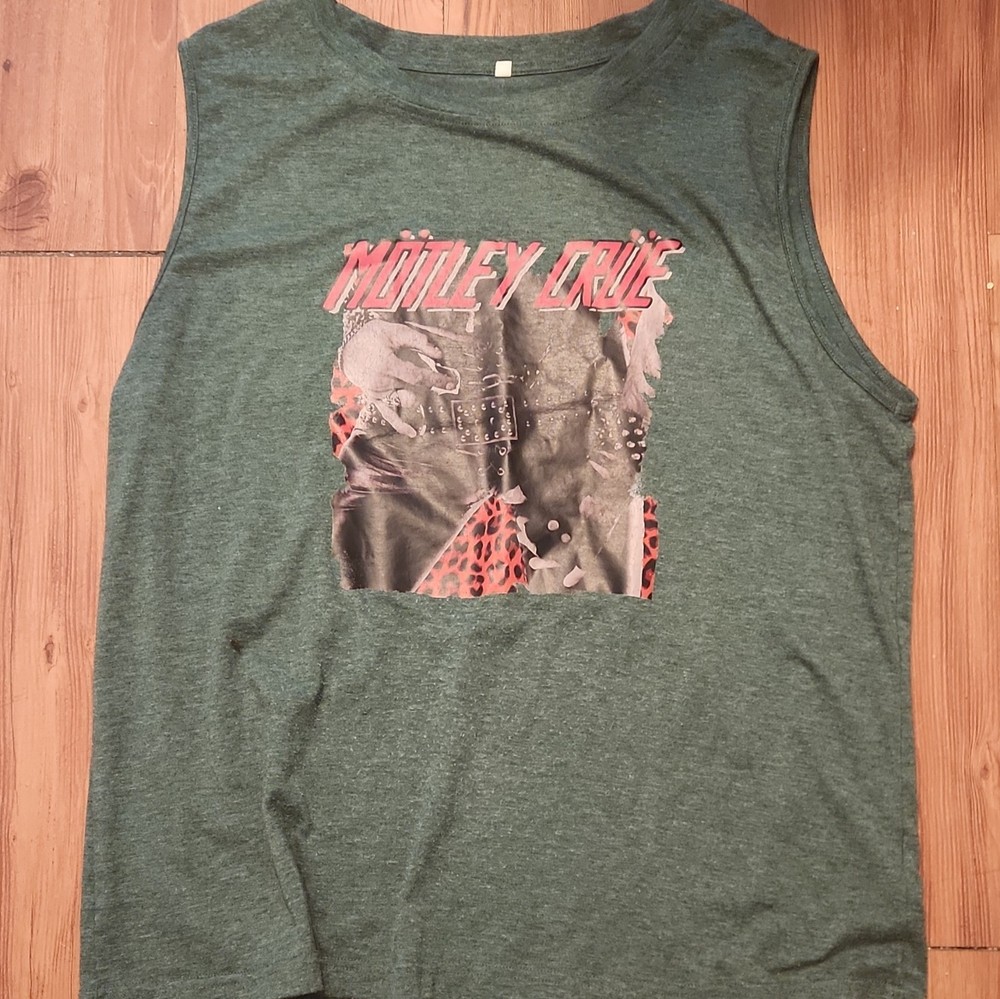 Mötley Crüe Men’s Graphic Crew Neck Sleeveless T-Shirt Green Regular XL
