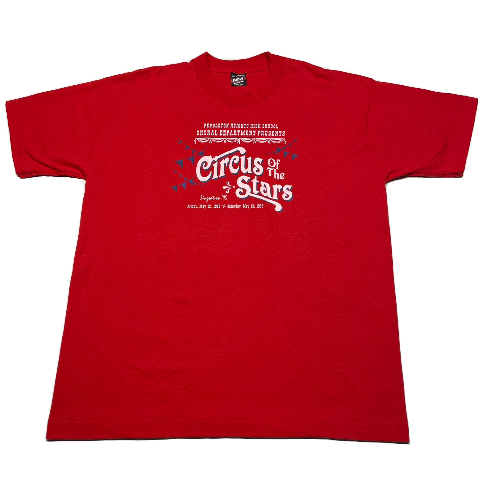 Vintage 90s Single Stitch T-Shirt Mens XL Red Circus Theatre Art Grunge USA Made gallery