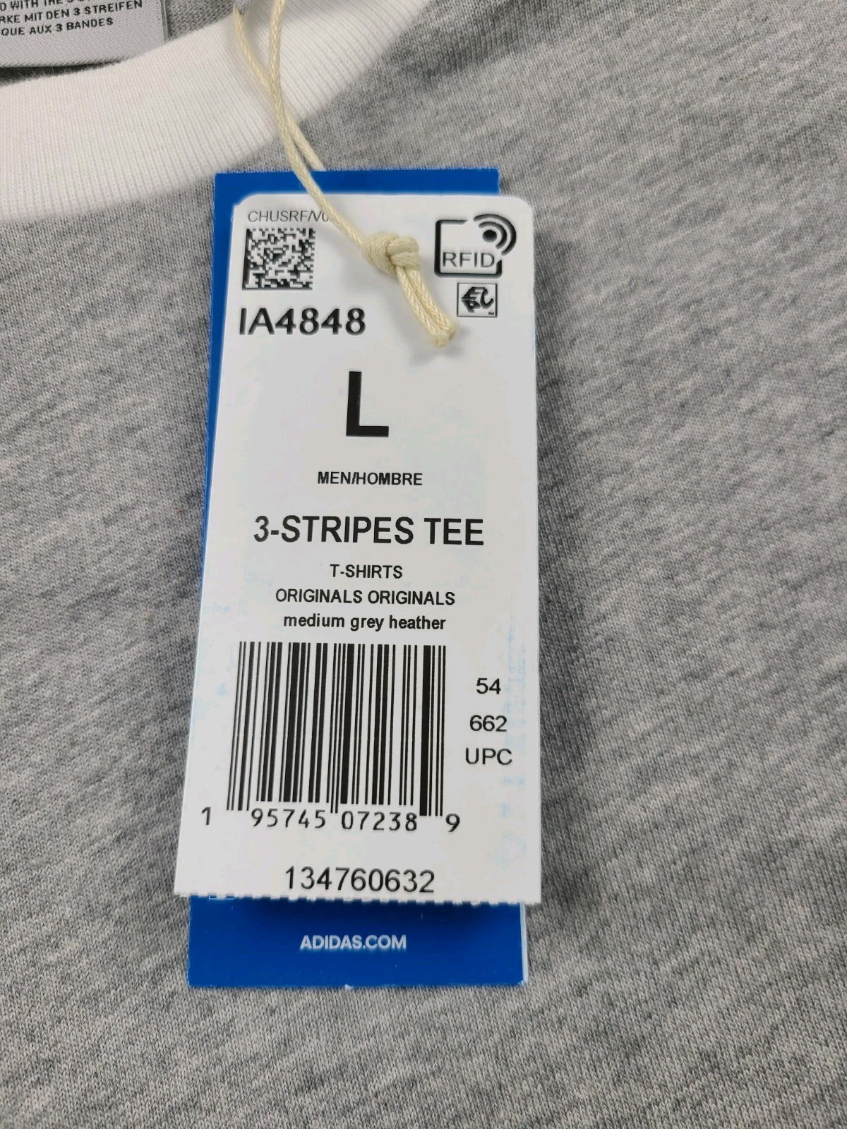 adidas ORIGINALS CALIFORNIA 3 STRIPES TREFOIL HEATHER GREY Tee Men's Large NWT gallery