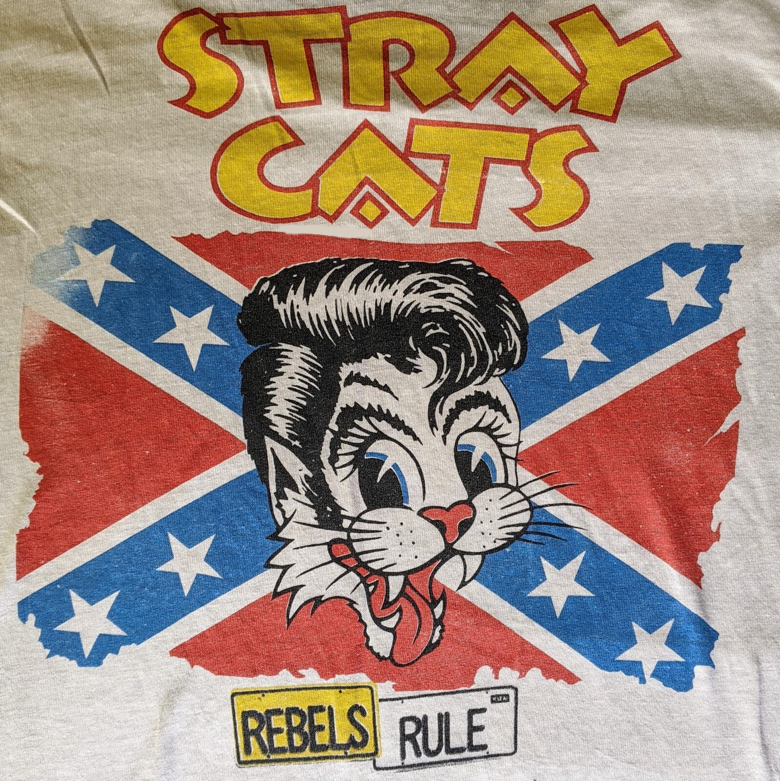 Rare STRAY CATS Rebels Rule Cotton White Men S-234XL T-Shirt BT058