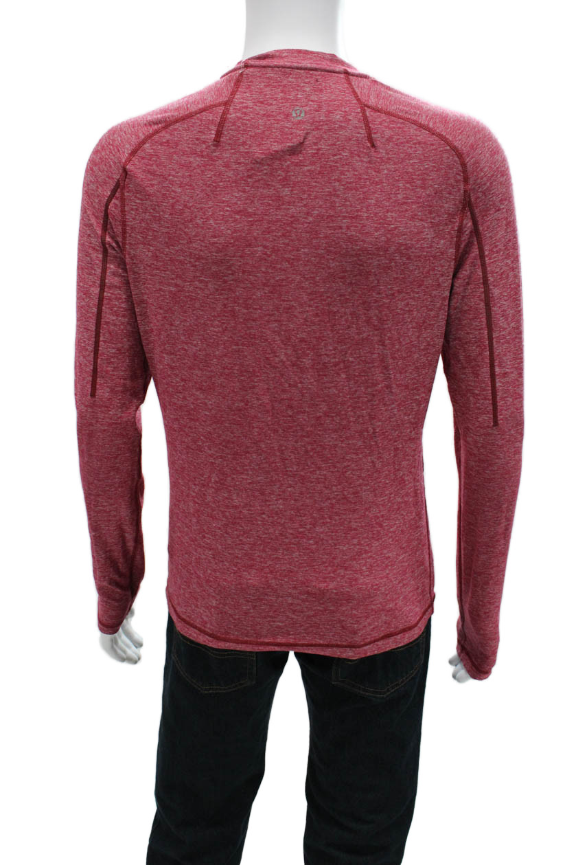 Lululemon Mens Band T-Shirt Red Long Sleeve Round Neck Nylon Blend Size M gallery