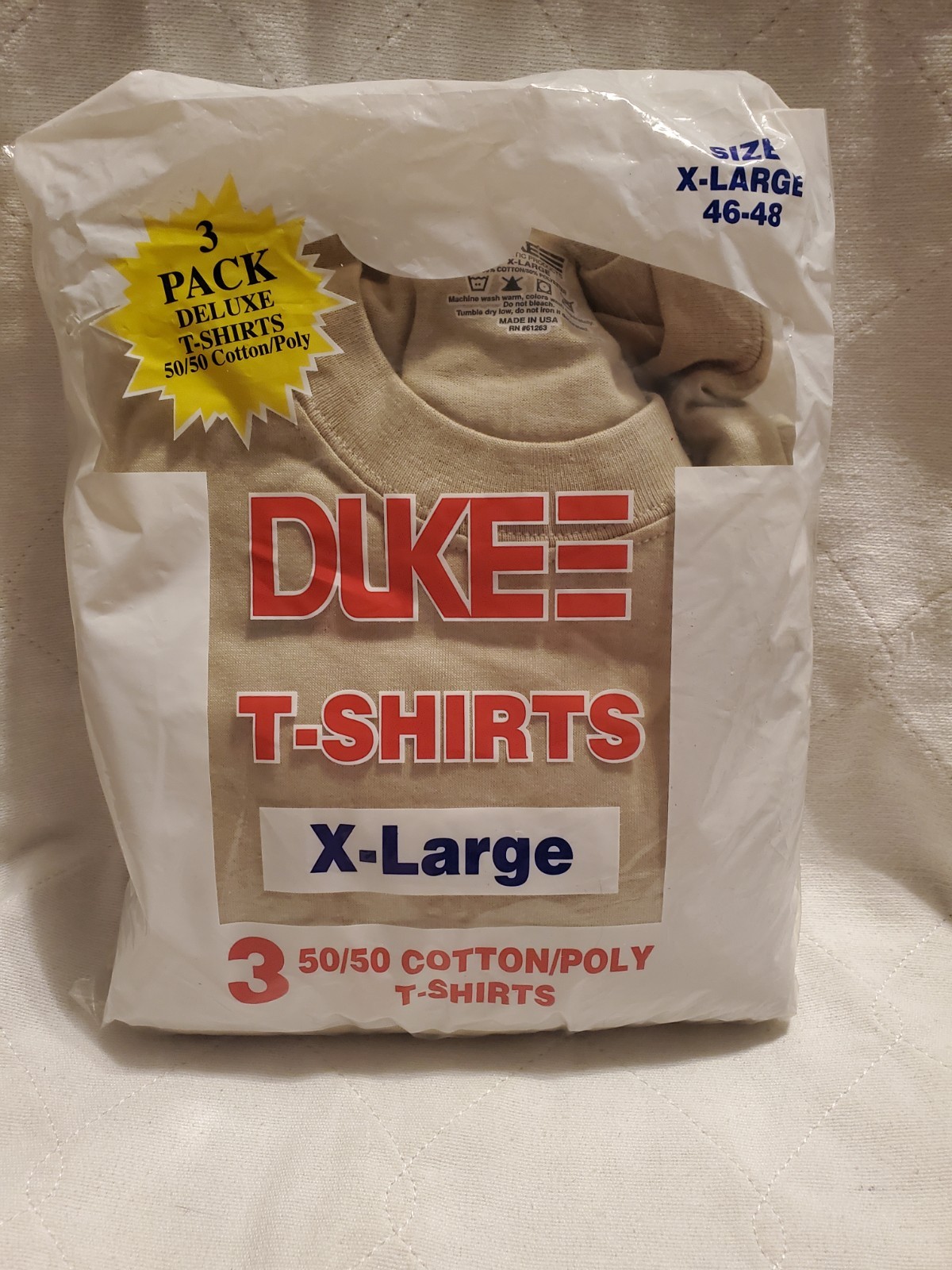 Size XL Mens - Duke 3-Pack T-Shirts 50/50 Cotton Poly - Sand gallery