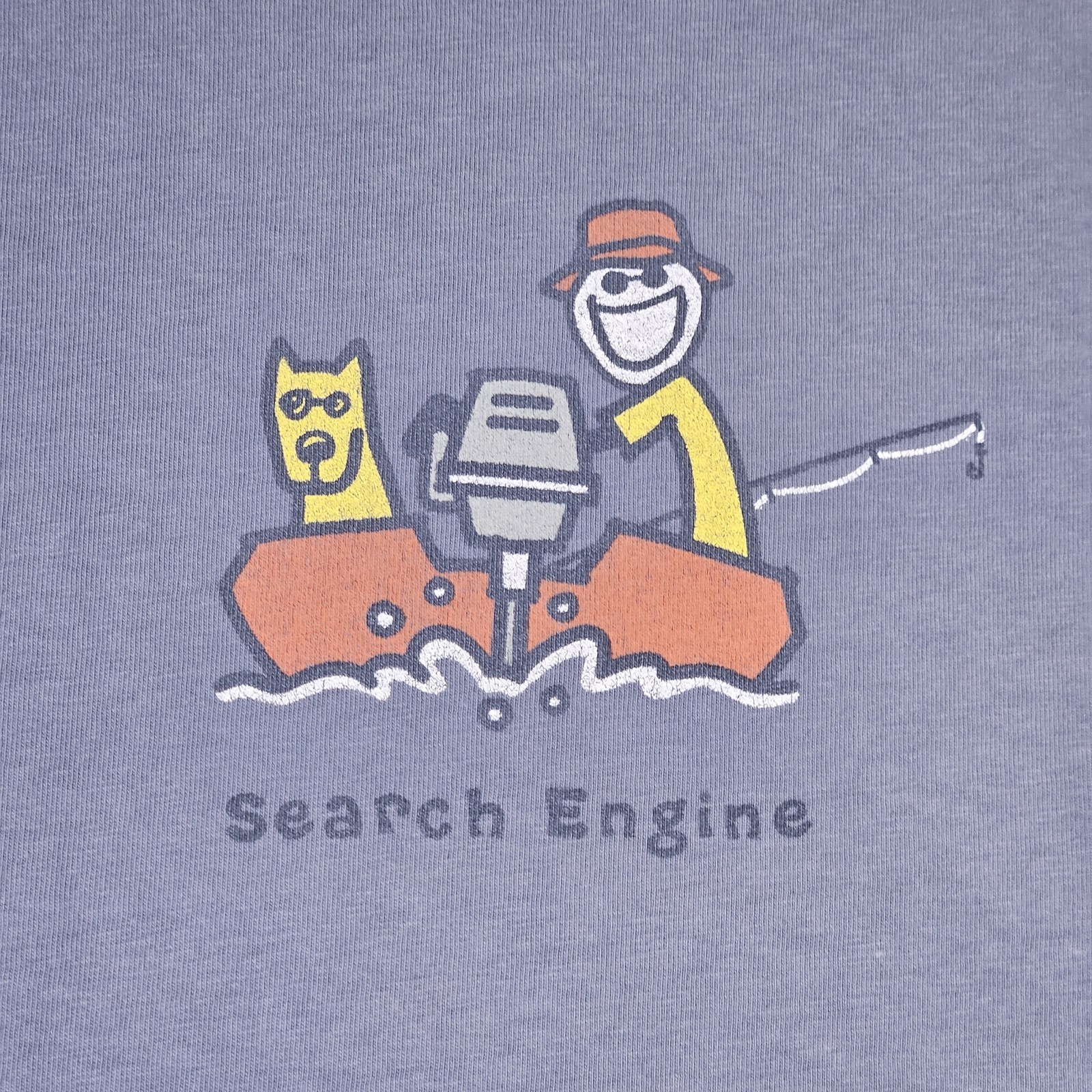 Life is Good T-Shirt Mens L Fishing Search Engine Jake Rocket Boat 100% Cotton gallery