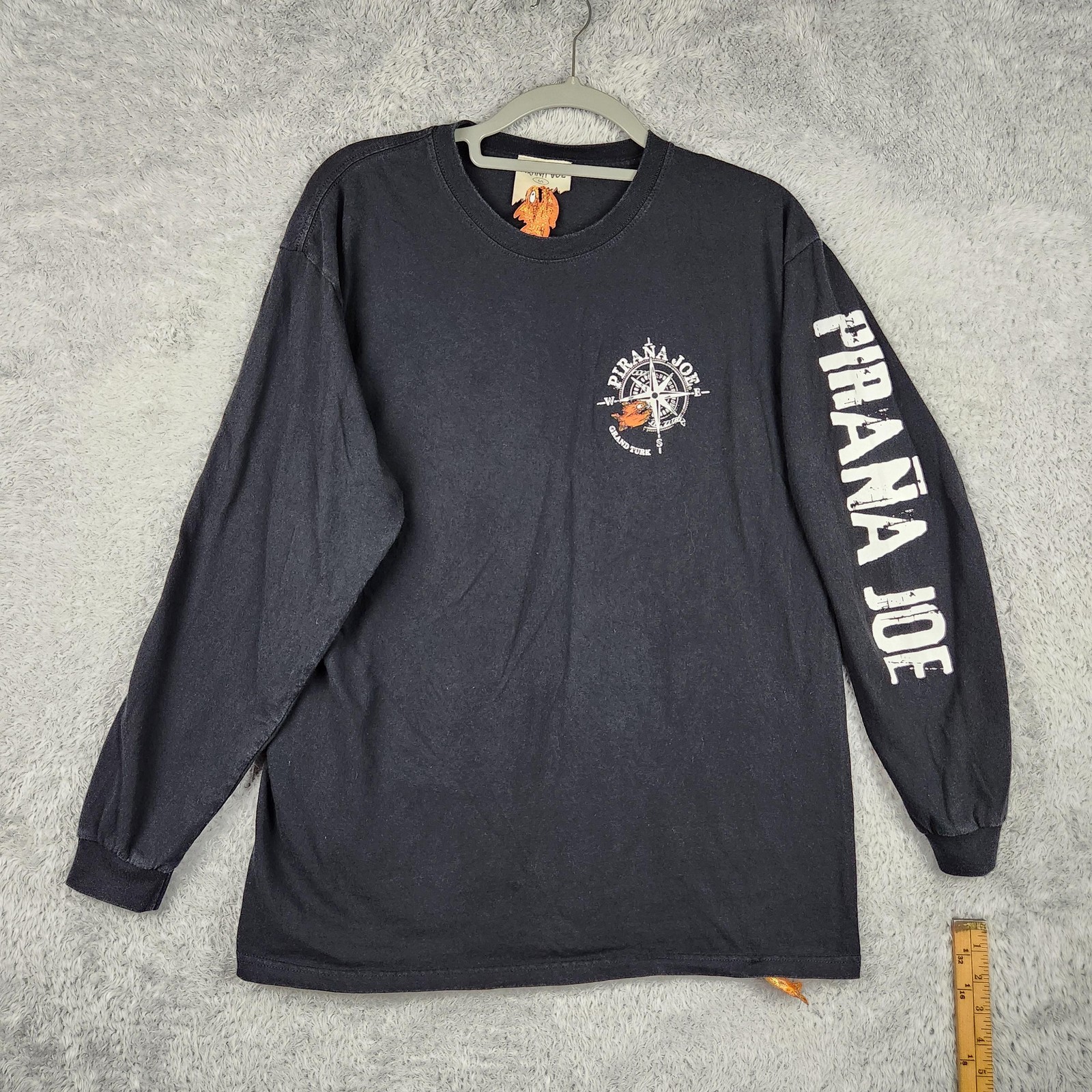 Pirana Joe Shirt Mens Large Black Grand Turk Compass Nautical Fish Graphic Logo gallery