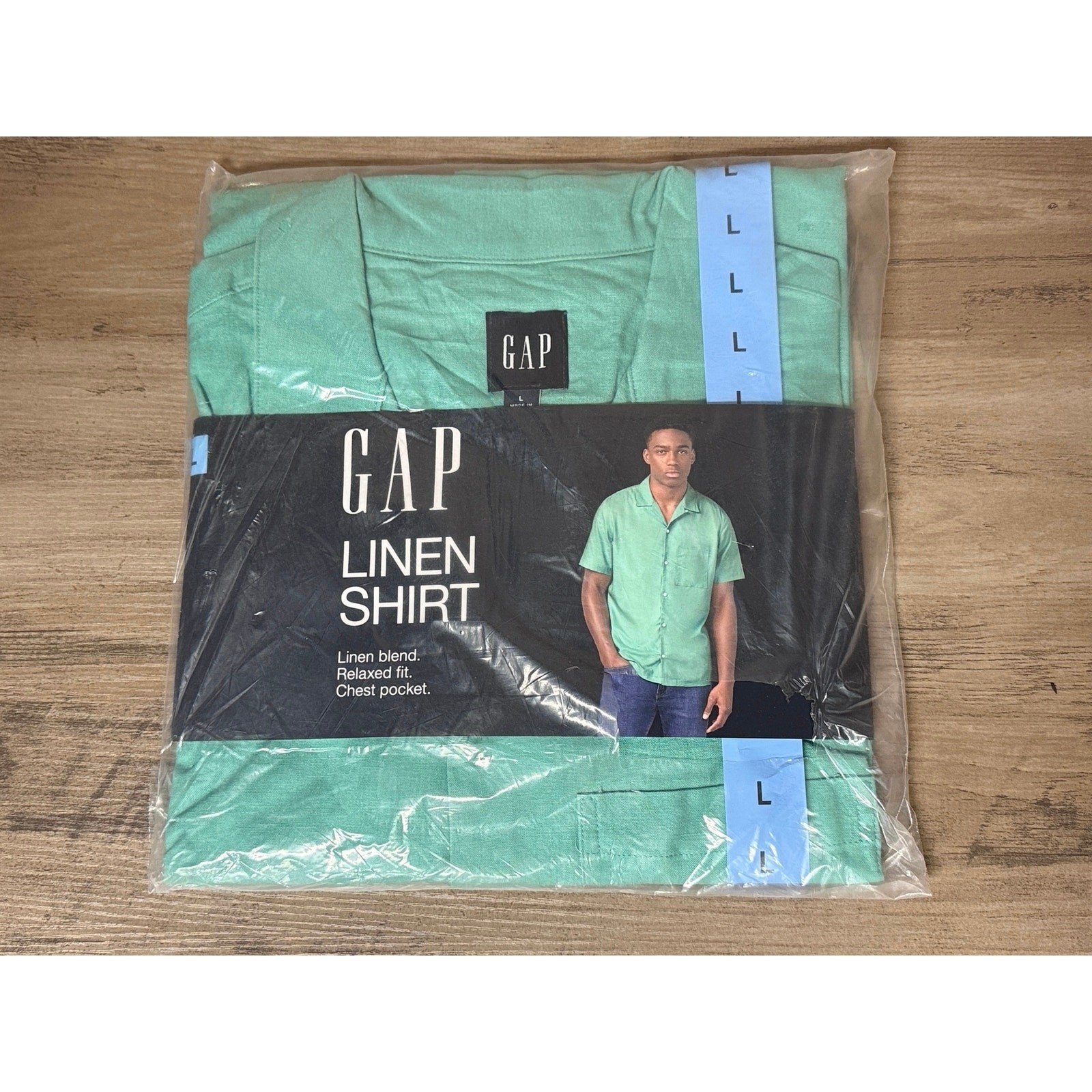 Gap Men’s Linen Short Sleeve Shirt Green Size L gallery
