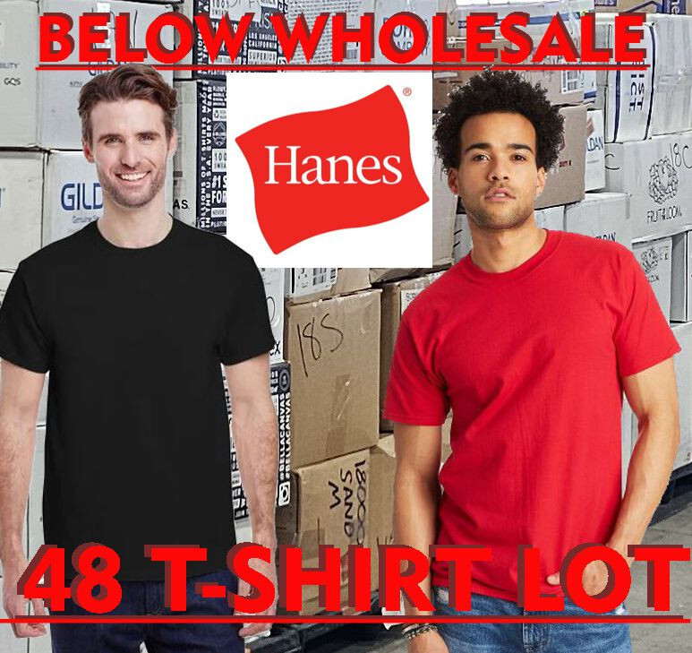 Below WHOLESALE Blank 48 HANES Red Black 5180 Assortment t-SHIRT Bulk Lot gallery