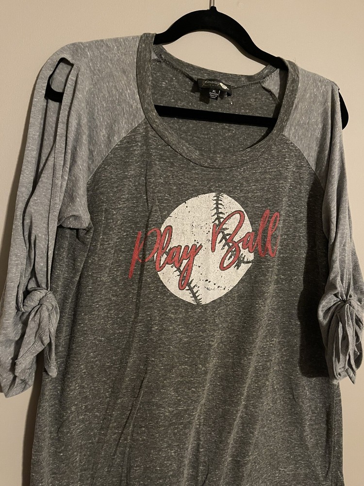 Gameday Culture Baseball Tee Cold Shoulder 3/4 Length Sleeve Size XL