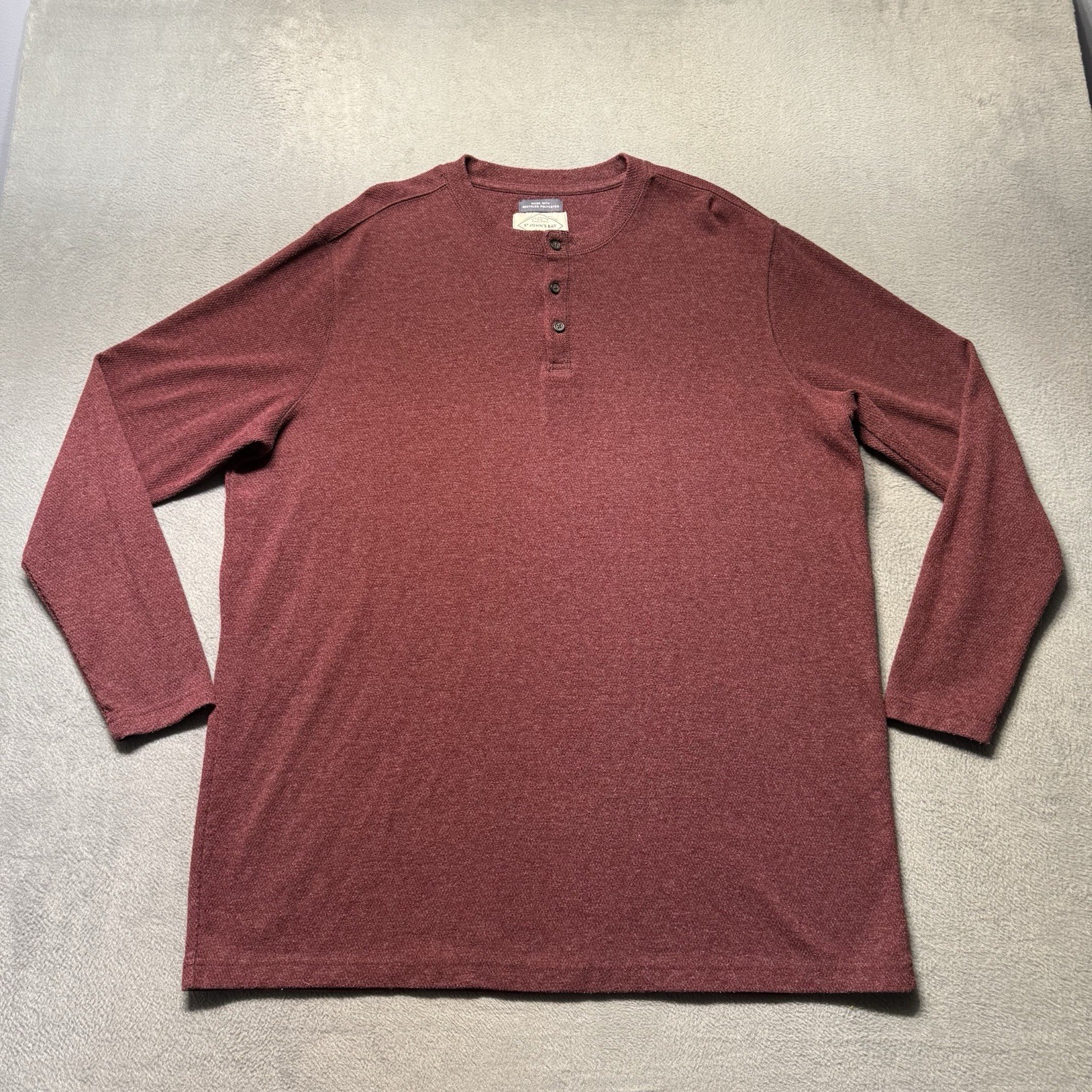 St Johns Bay Mens 2XLT Henley Shirt Red Long Sleeve Super Soft Knit Casual EUC gallery