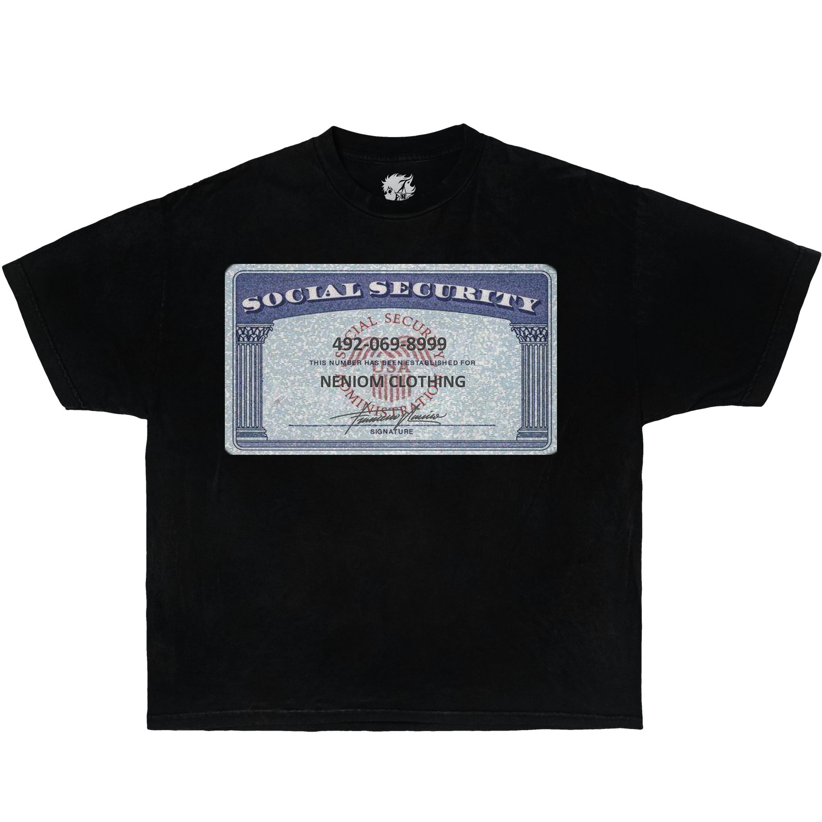 Neniom Social Security Card Boxy Shirt Streetwear Y2K Vintage Tees gallery