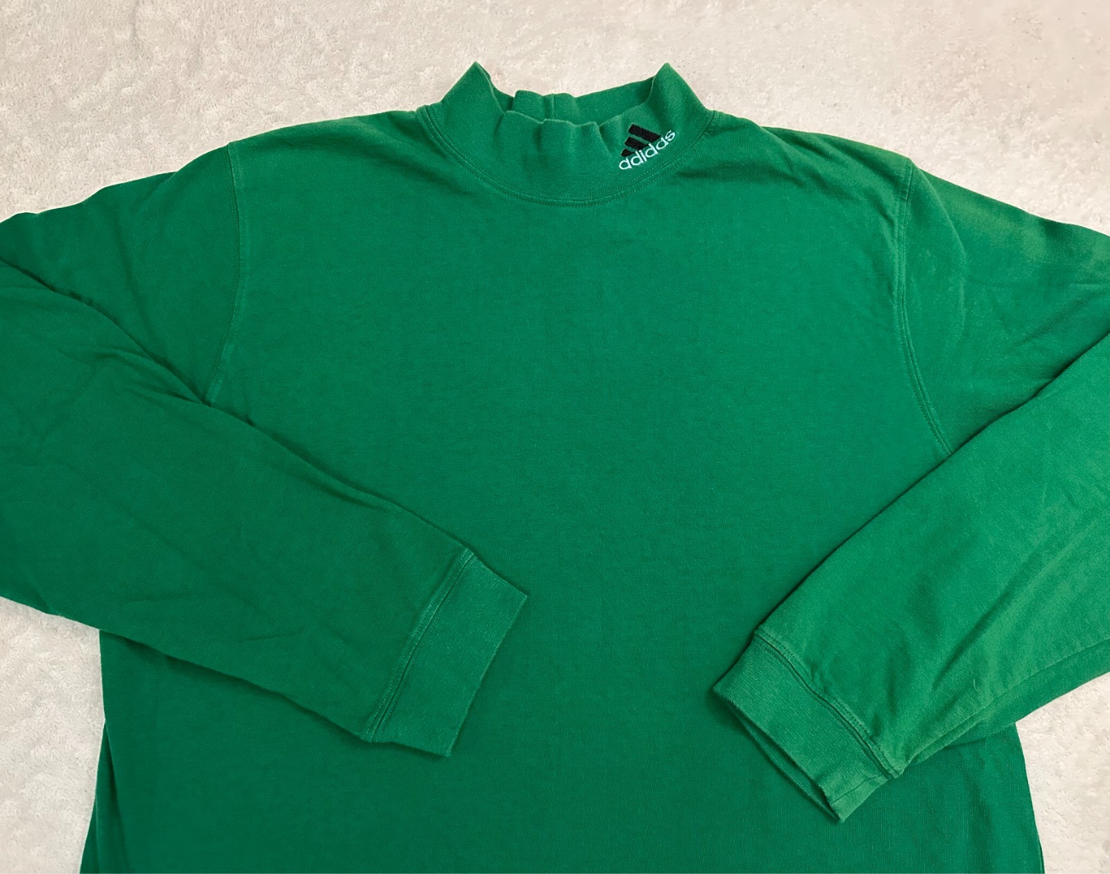 Vintage 1990s 90s Adidas Made In USA Mock Turtleneck Long Sleeve T-Shirt Green L gallery
