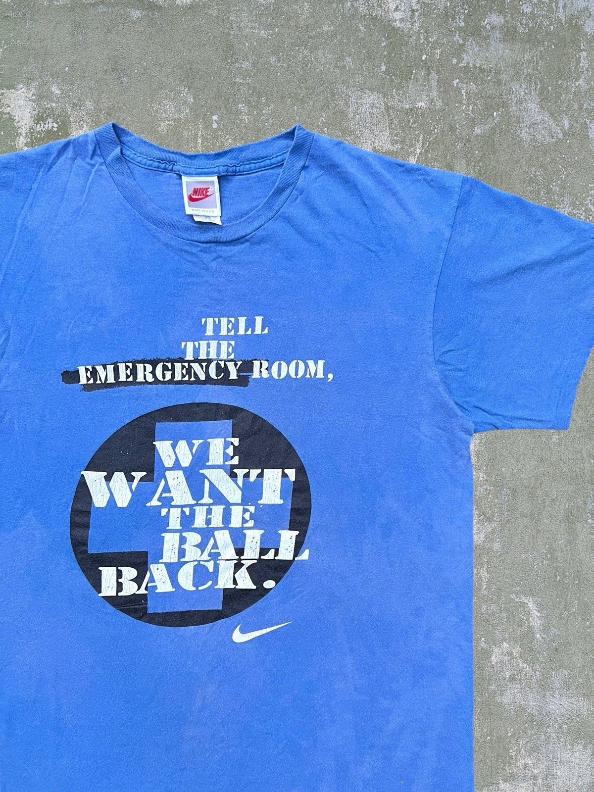 Vintage Nike Grey Tag Basketball 80s 90s Emergency Room Tee Shirt (XL, Fits L)