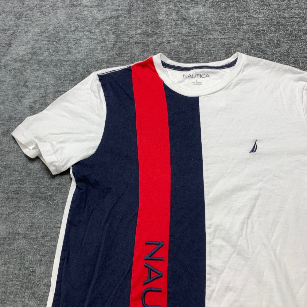 Nautica T Shirt Mens Large Multicolor Colorblock Cotton Spellout Logo Streetwear gallery