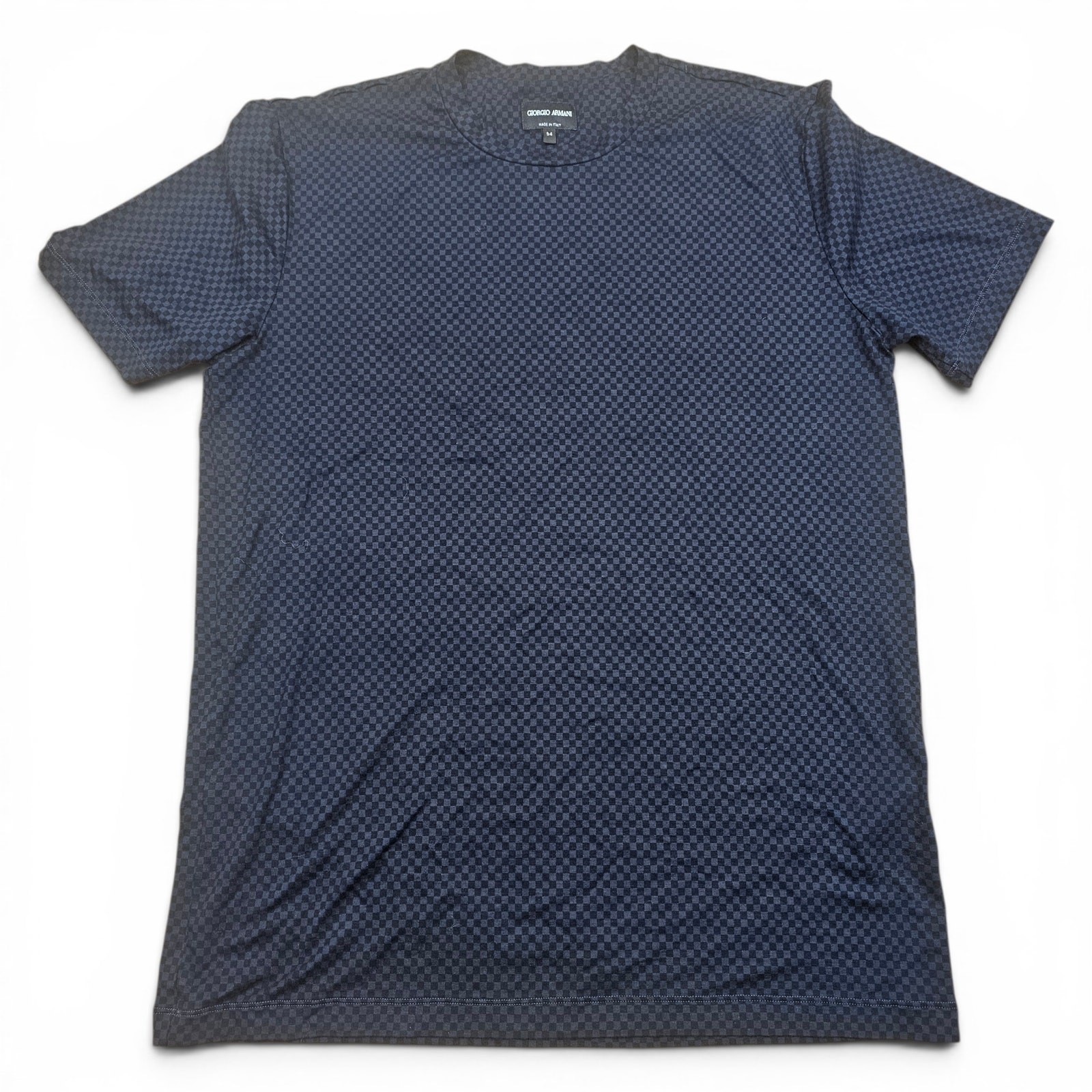 GIORGIO ARMANI Checkered Luxury Tee Men’s 54/XL Made In Italy Quiet Luxury Shirt