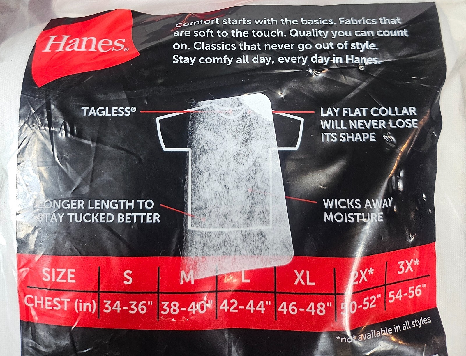 Men's Short Sleeve T-Shirt S 34-36 Hanes Crew Neck 6 Pack White Cotton Wicking gallery