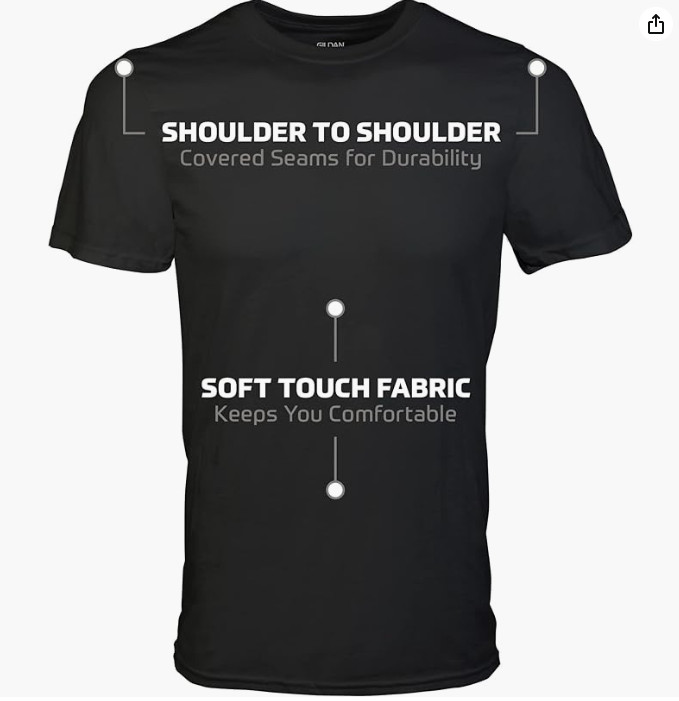 Gildan Men's Crew T-Shirts, Multipack, Style G1100, Black 100% Cotton Size X-L gallery