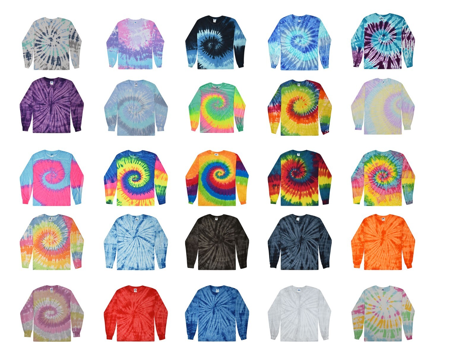 Long Sleeve Tie Dye T-Shirts Multicolor Adults & Kids Size Cotton Colortone gallery