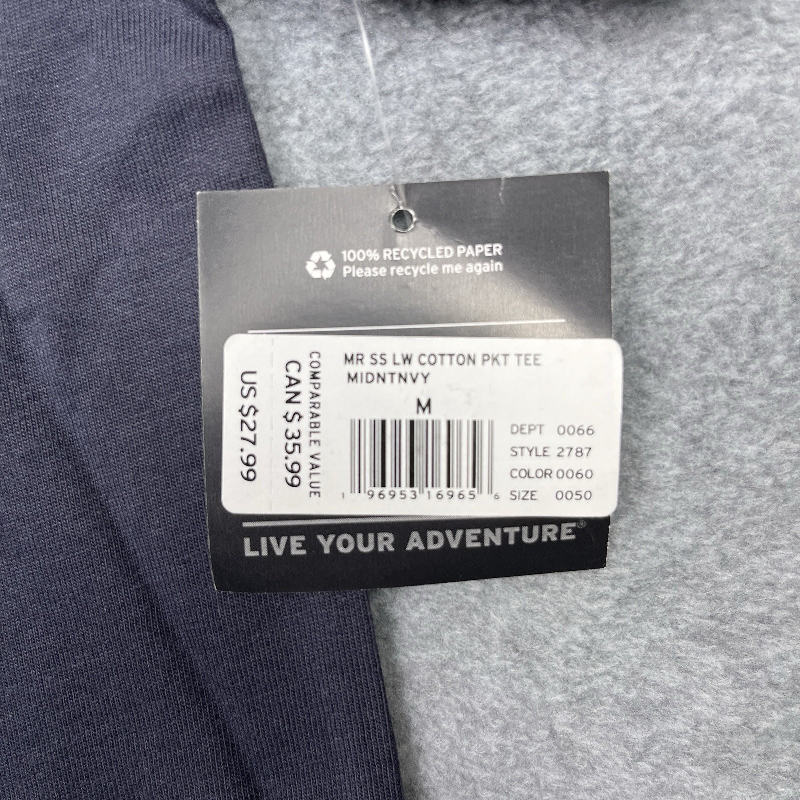 NWT Eddie Bauer Men's Medium T-Shirt Pocket Midnight Navy Crewneck Short Sleeve gallery