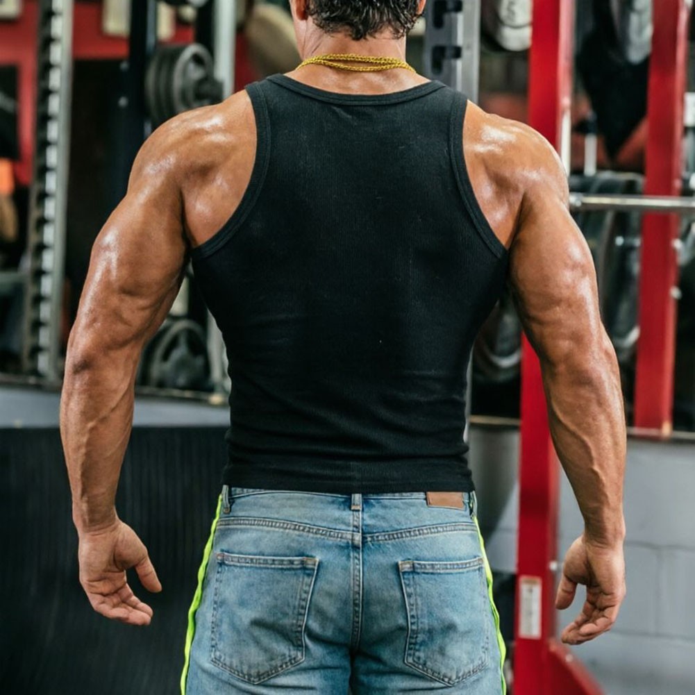 Sleeveless U Neck Tank Top Men's Fitness Vest Made of 95% Polyester 5% Spandex gallery