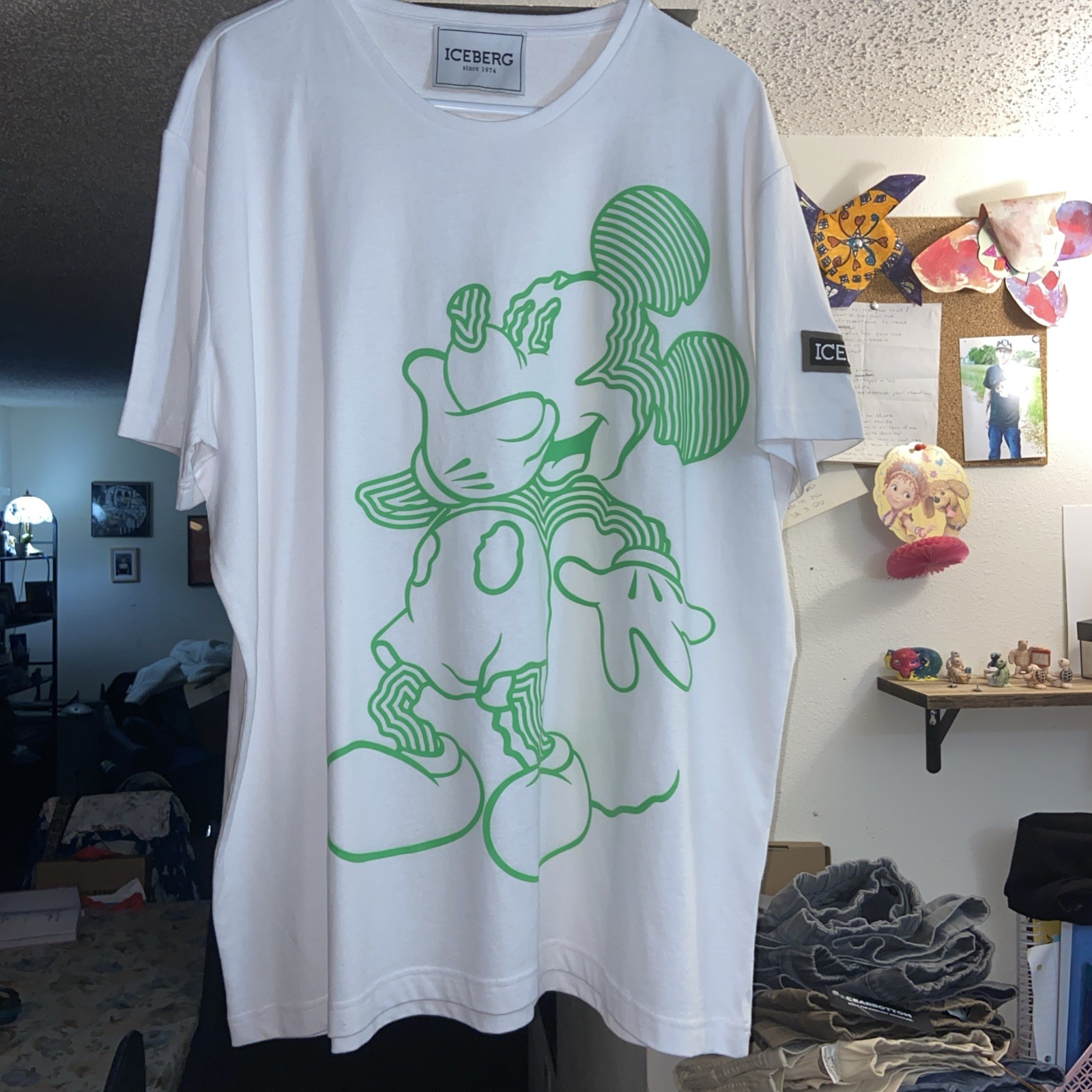 Iceberg, Mickey Mouse T-Shirt, White & Green 4XL Tee