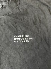 A24 Films Embroidered Logo Short Sleeve Tee T-Shirt Black Size S