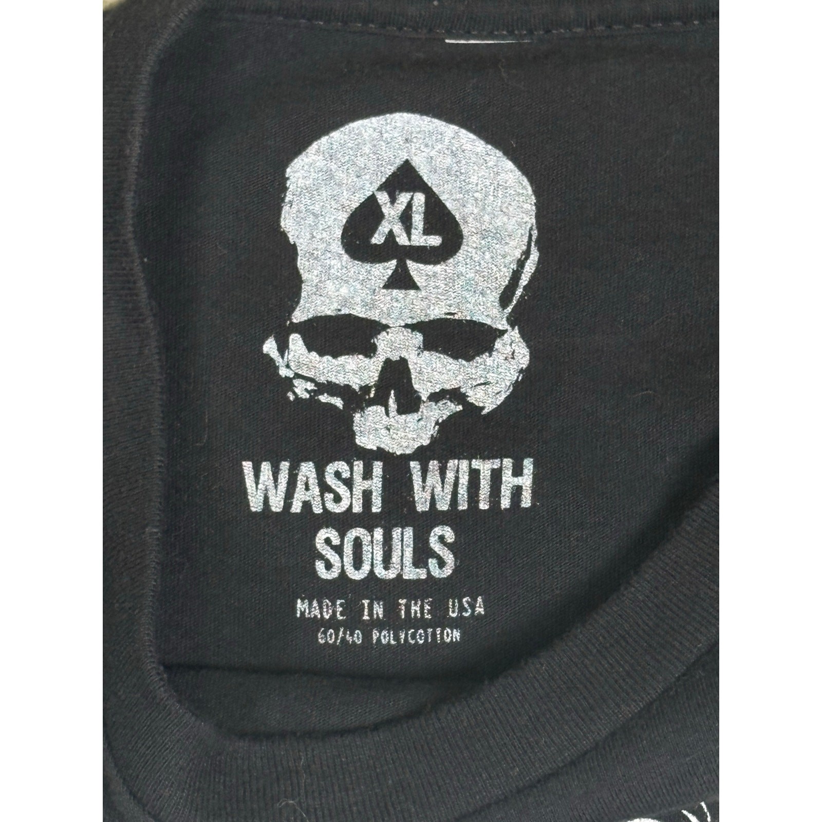 Wash With Souls Fire Rises Skull Graphic T-shirt Men's XL Black Grunge Punk Edgy gallery