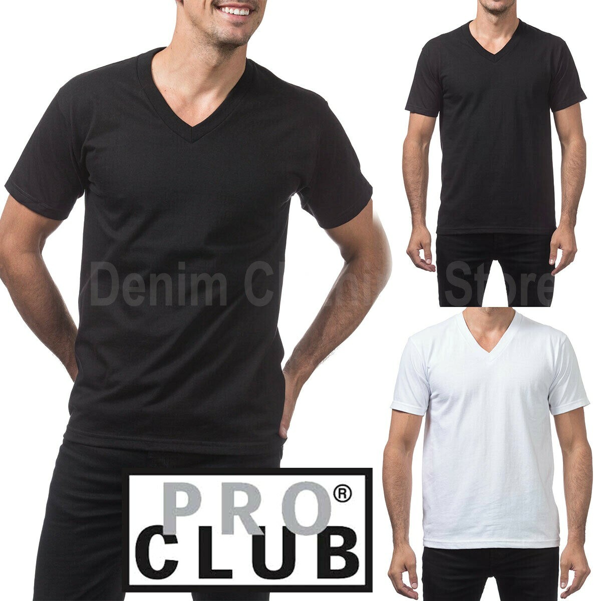 PRO CLUB V NECK T SHIRTS PLAIN MENS COMFORT SHIRT SHORT SLEEVE BIG AND TALL gallery